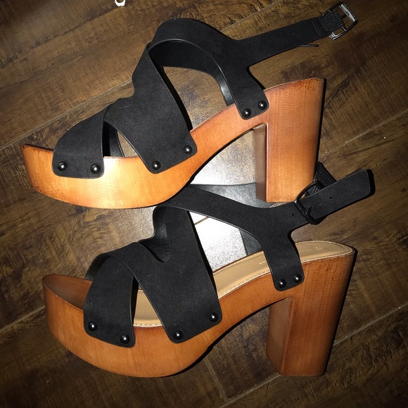high heel wooden clogs